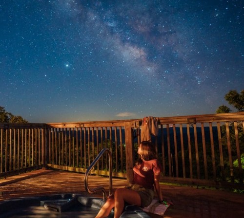 Hot tub under stars